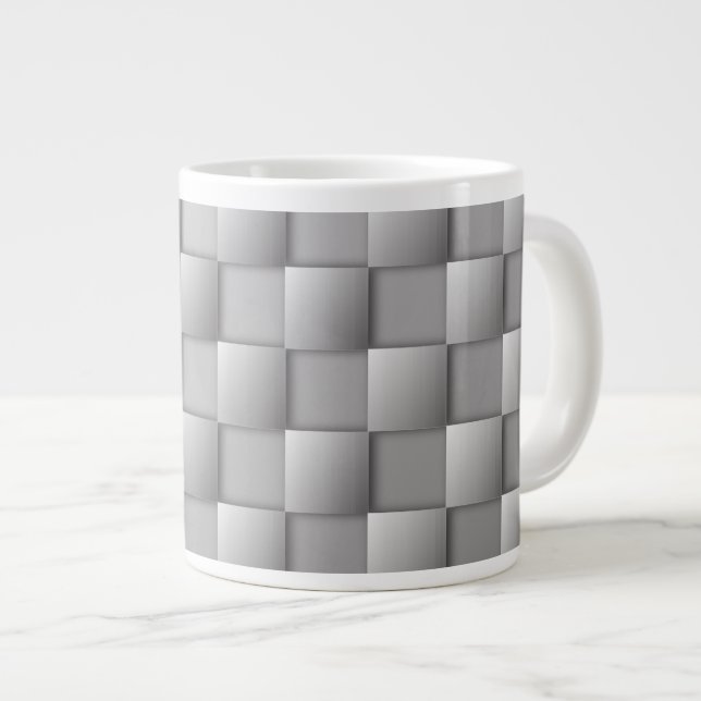 Silver Checkers Giant Coffee Mug (Front Right)