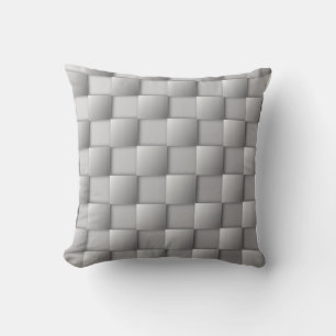 Silver Checkers Lumbar Pillow