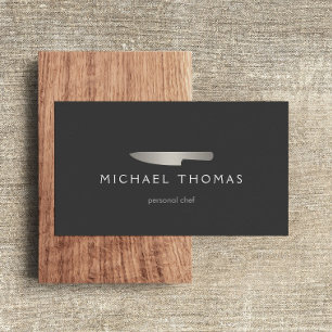 Silver Chef Knife Logo 2 for Catering, Restaurant Business Card