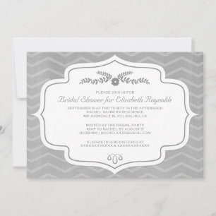Silver Chevron Bridal Shower Invitations