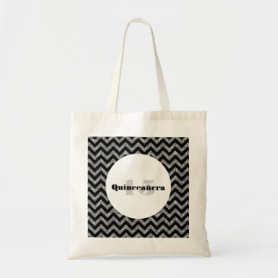 Silver Chevron Glitter Quinceañera Tote Bag