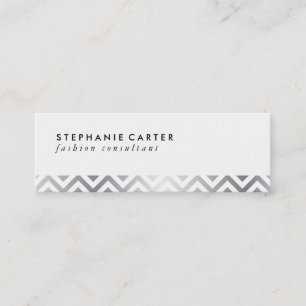 Silver Chevron Pattern Mini Business Card