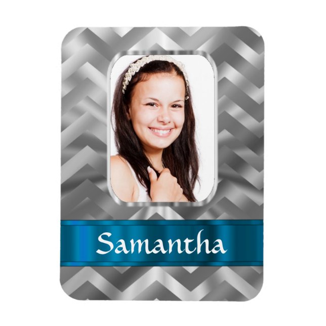 Silver chevron photo template magnet (Vertical)