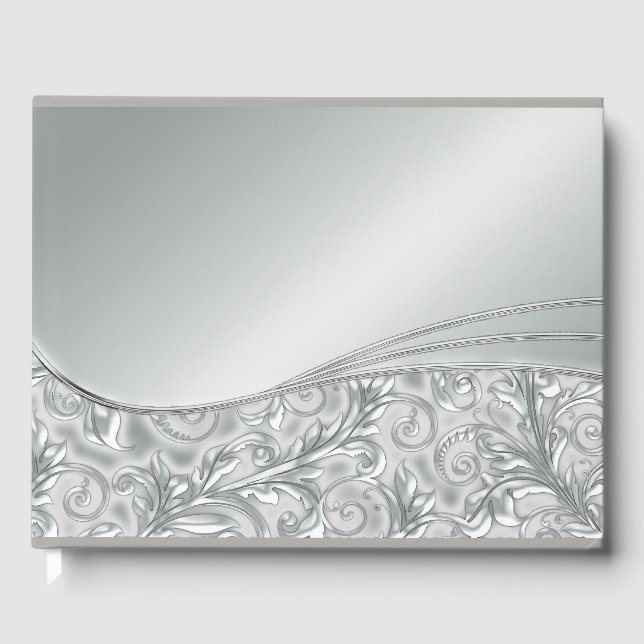 Silver Chic Formal Wedding or Shower Guestbook (Front)
