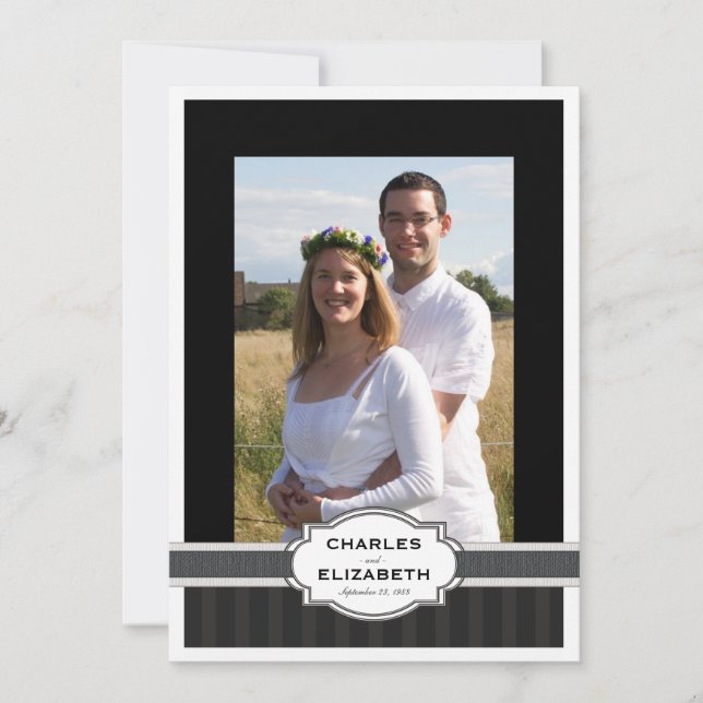 Silver Chic Photo 25th Wedding Anniversary Party Invitation (Front)