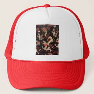 Silver Chinese Dragon Trucker Hat