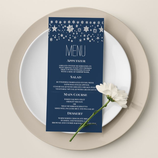 Silver Chirstmas fairy light winter Wedding Menu (Silver Chirstmas fairy light winter Wedding Menu)