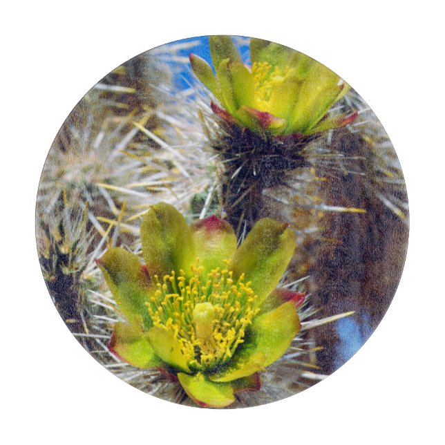 Silver Cholla Cactus Wildflowers Cutting Board (Front)
