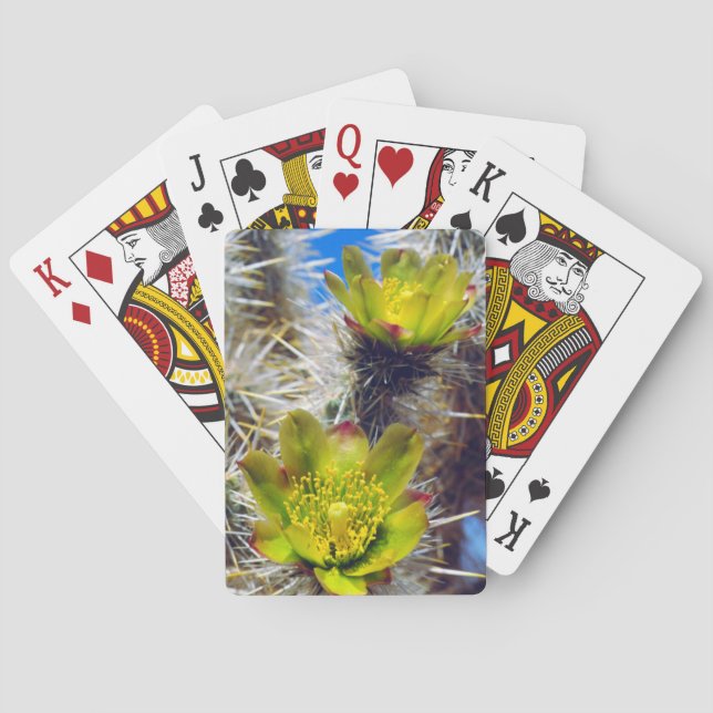 Silver Cholla Cactus Wildflowers Playing Cards (Back)