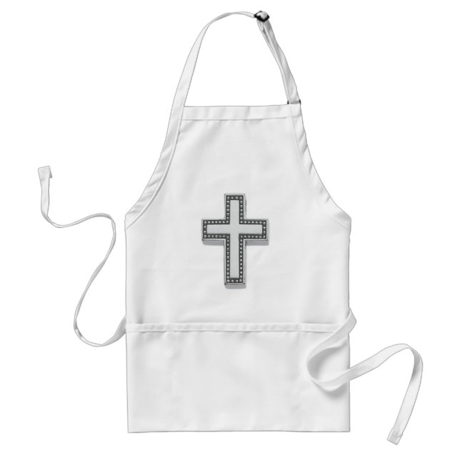 Silver Christian Cross/Easter Standard Apron (Front)