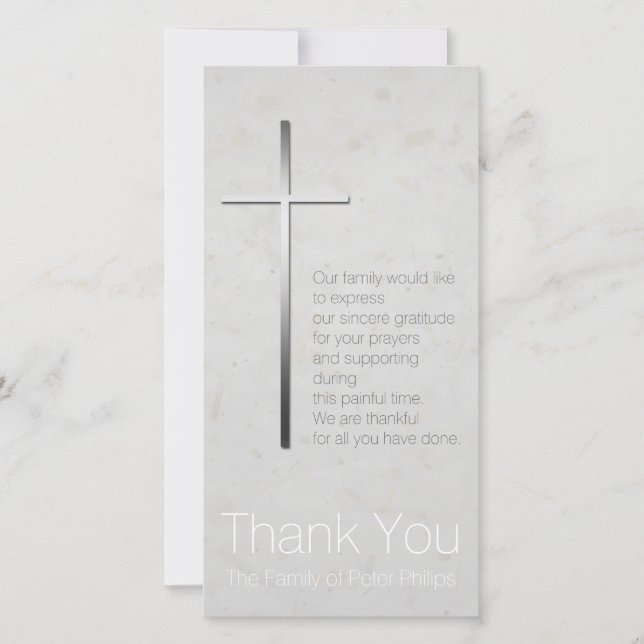 Silver Christian Cross Sympathy Thank You (Front)