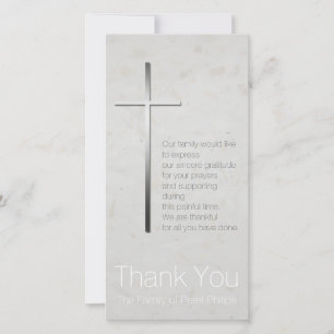 Silver Christian Cross Sympathy Thank You Card