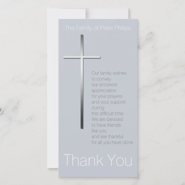Silver Christian Cross Sympathy Thank you choose C (Front)