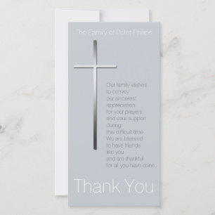 Silver Christian Cross Sympathy Thank you choose C Card