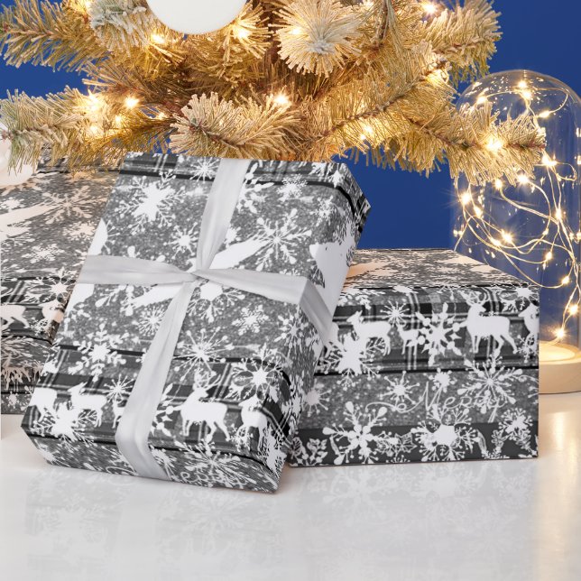 Silver Christmas and snow Wrapping Paper (Holidays)