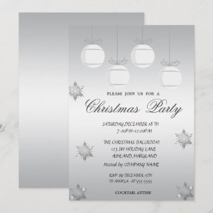 Silver Christmas Ball  Corporate Christmas Party Invitation