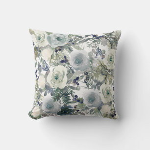 Silver Christmas Flowers Cushion 