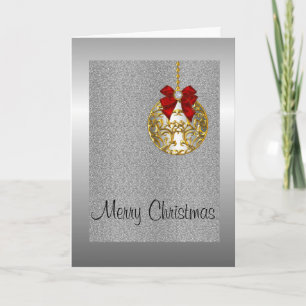 Silver Christmas, Golden Bauble Holiday Card