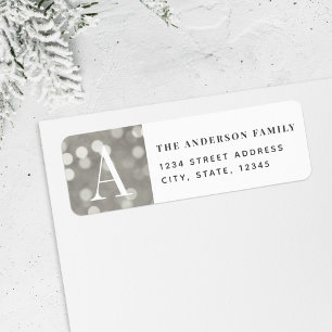 Silver Christmas Lights Holiday Return Address Label