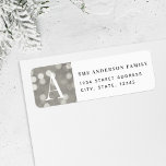 Silver Christmas Lights Holiday Return Address Return Address Label<br><div class="desc">Custom-designed holiday return address labels featuring a modern elegant design with your personalized monogram on silver bokeh background.</div>