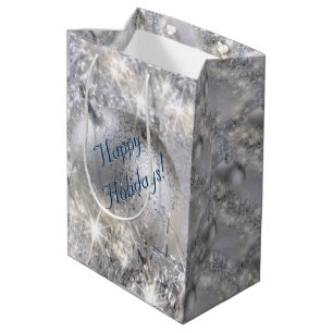 Silver Christmas Medium Gift Bag
