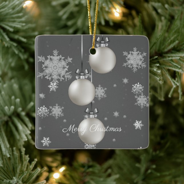 Silver Christmas Ornaments Ceramic Ornament (Tree)