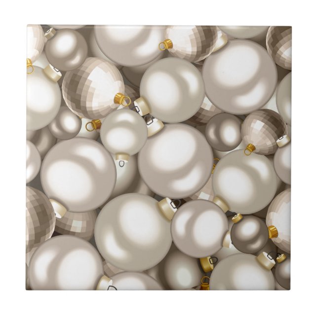 silver christmas ornaments ceramic tile (Front)