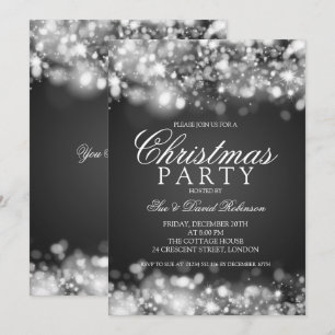 Silver Christmas Party Sparkling Lights Invitation