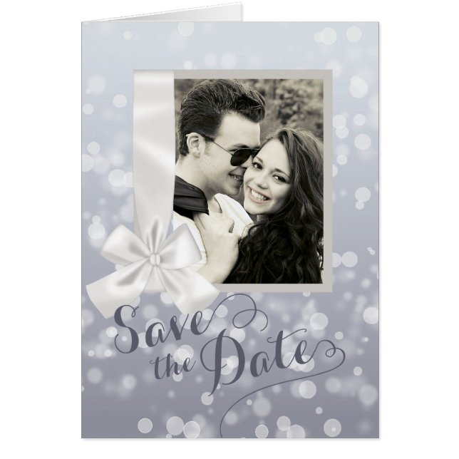 Silver Christmas Photo Save the Date (Front)