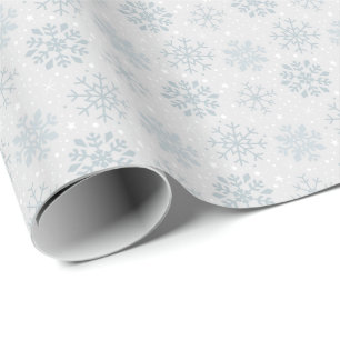Silver Christmas Snowflake Pattern Wrapping Paper