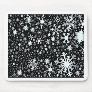 Silver Christmas Snowflakes Mouse Pad