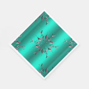 Silver Christmas Star on Teal Napkin