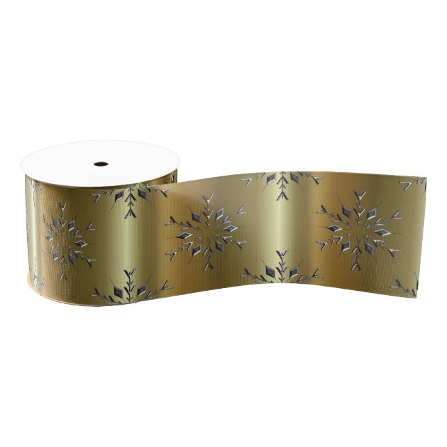 Silver Christmas Stars Grosgrain Ribbon (Spool)