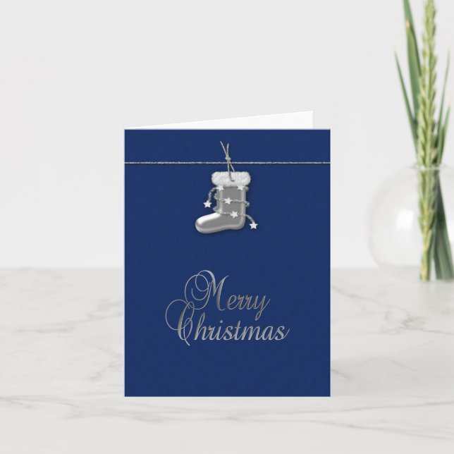 Silver Christmas Stocking - Greeting Card (Front)