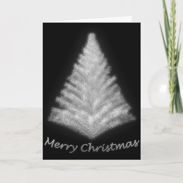 Silver Christmas Tree #2 Holiday Card (Front)