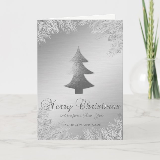 Silver Christmas Tree,Branches ,Corporate Holiday Card (Front)