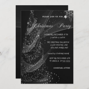 Silver Christmas Tree, Corporate Christmas Party Invitation