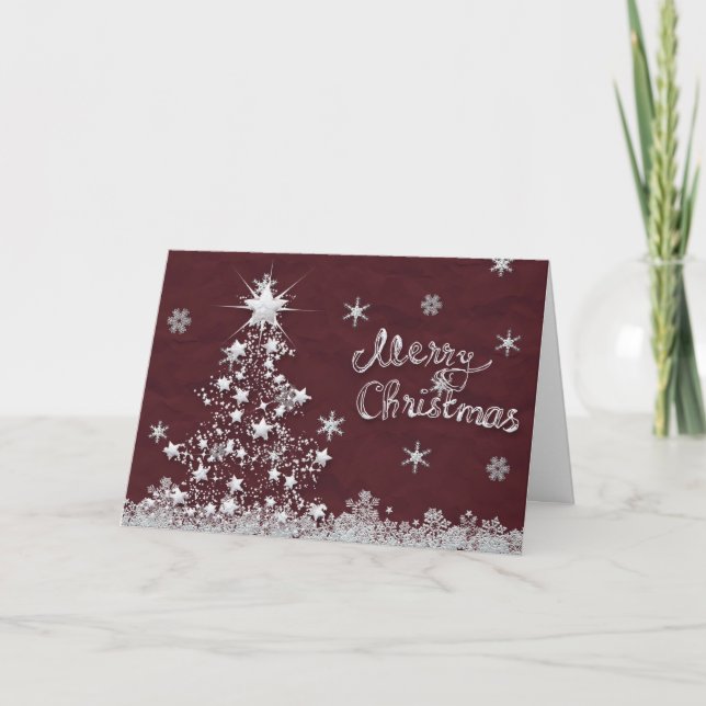 Silver Christmas Tree Holiday Card (Front)