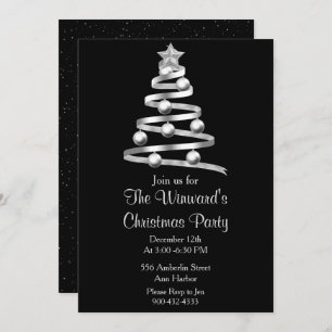 Silver Christmas Tree Invitation