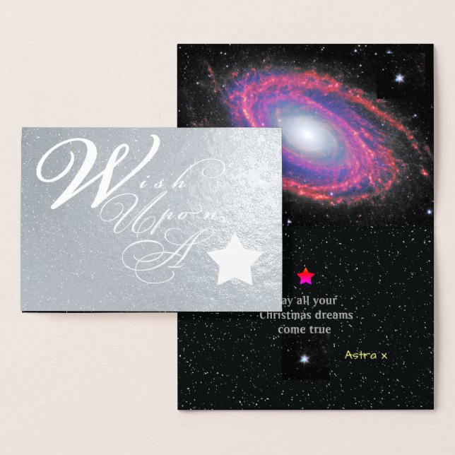 Silver Christmas Wish Upon A Star Foil Card (Display)