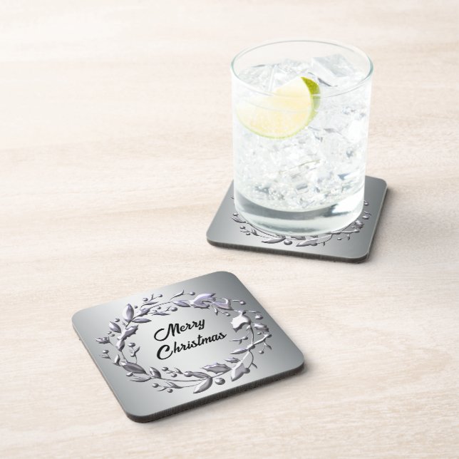 Silver Christmas Wreath Coaster (Right Side)