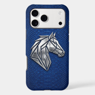 Silver Chrome Geometric Horse Blue Python iPhone
