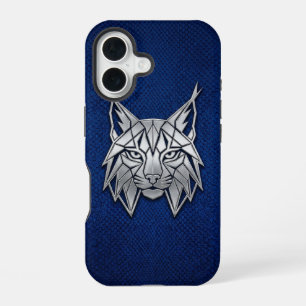 Silver Chrome Geometric Lynx Blue Python iPhone 16 Case
