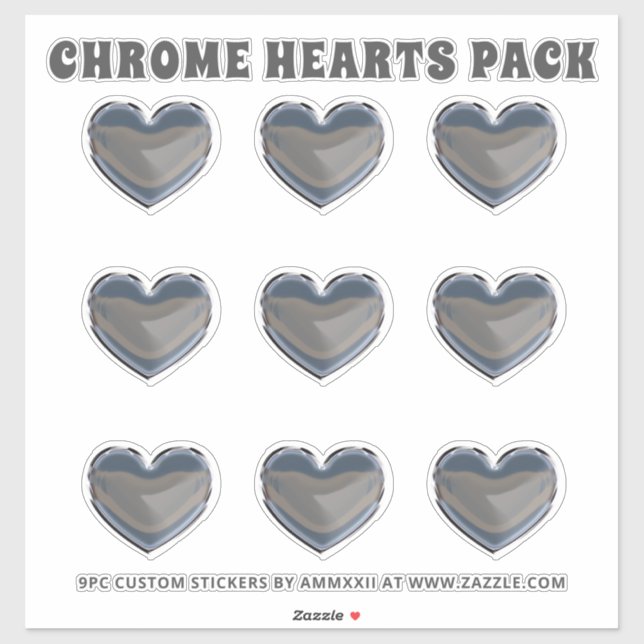 Silver Chrome Hearts Sticker Pack (Sheet)
