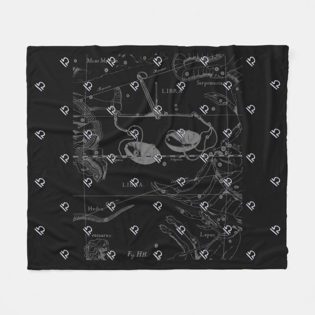 Silver Chrome Libra Zodiac Sign on Hevelius Fleece Blanket (Front (Horizontal))