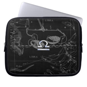 Silver Chrome Libra Zodiac Sign on Hevelius Laptop Sleeve