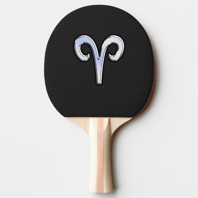Silver Chrome Like Aries Zodiac Sign Ping Pong Paddle (Back)