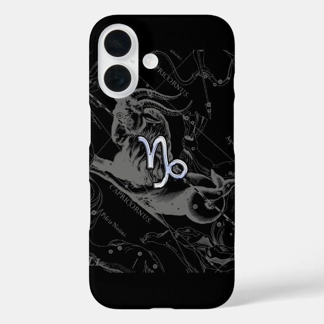 Silver Chrome like Capricorn Zodiac Sign Hevelius Case-Mate iPhone Case (Back)