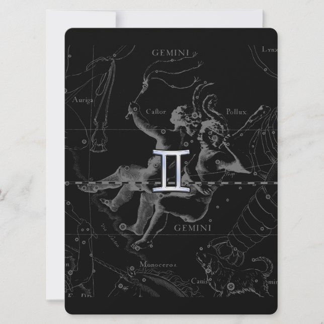 Silver Chrome like Gemini Zodiac Sign on Hevelius (Front)