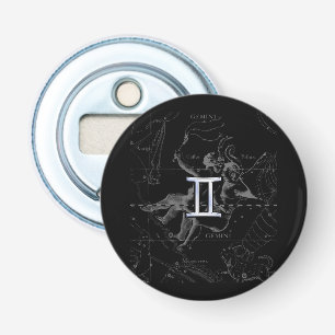 Silver Chrome like Gemini Zodiac Sign on Hevelius Bottle Opener